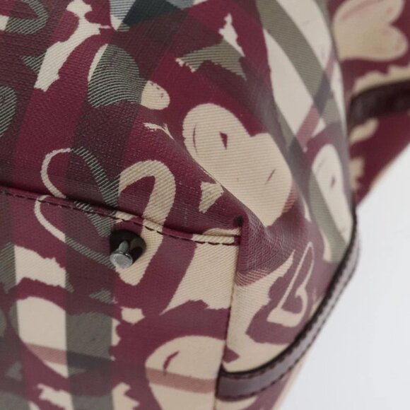 BURBERRY Nova Check Tote Bag PVC Beige Silver Auth 91267 - Picture 10 of 15